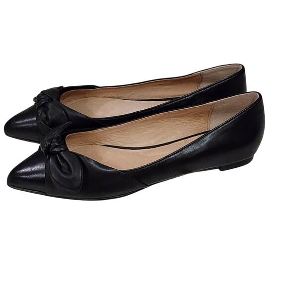 J Jill Black Leather Bow Pointed Toe Flats Shoes Women's Size 6 - Picture 9 of 10